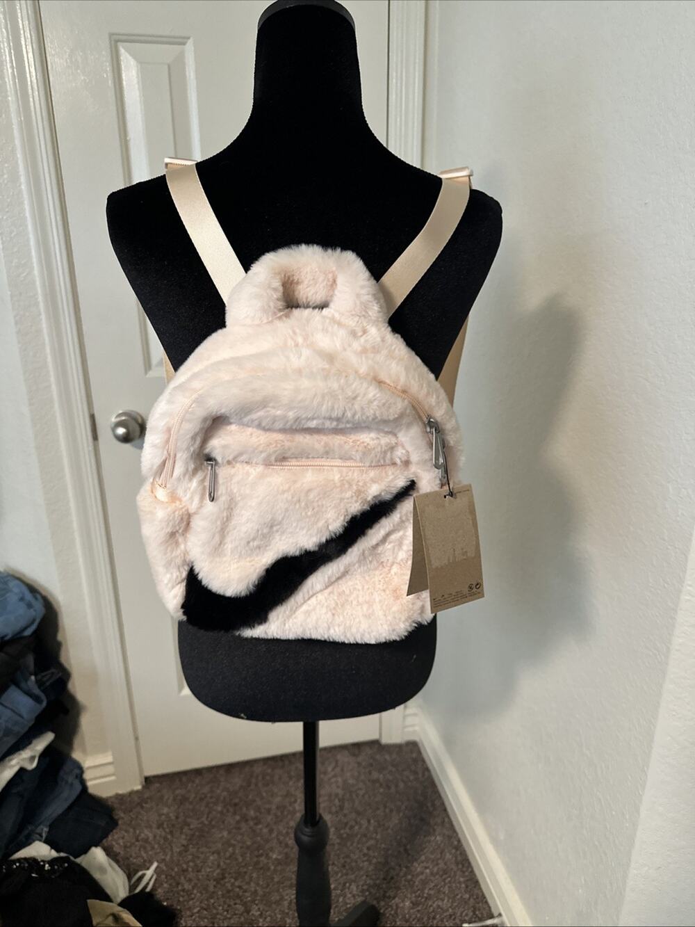 Nike Move To Zero Off White Furry Backpack Mint New With Tags